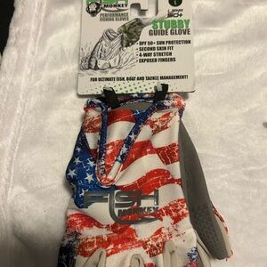 Fish Monkey Stubby Guide Gloves - Red, White, Blue, Gray